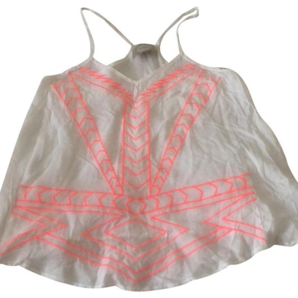 White Neon Embroidery Tank Top/Cami